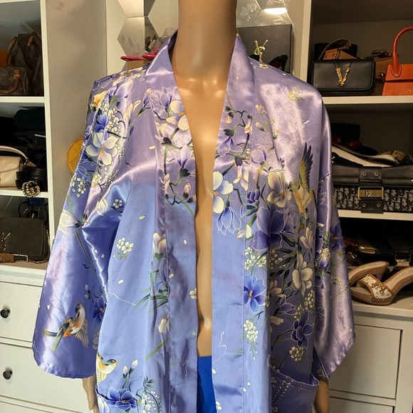 Floral Purple Kimono Robe coverup - Picture 5 of 7